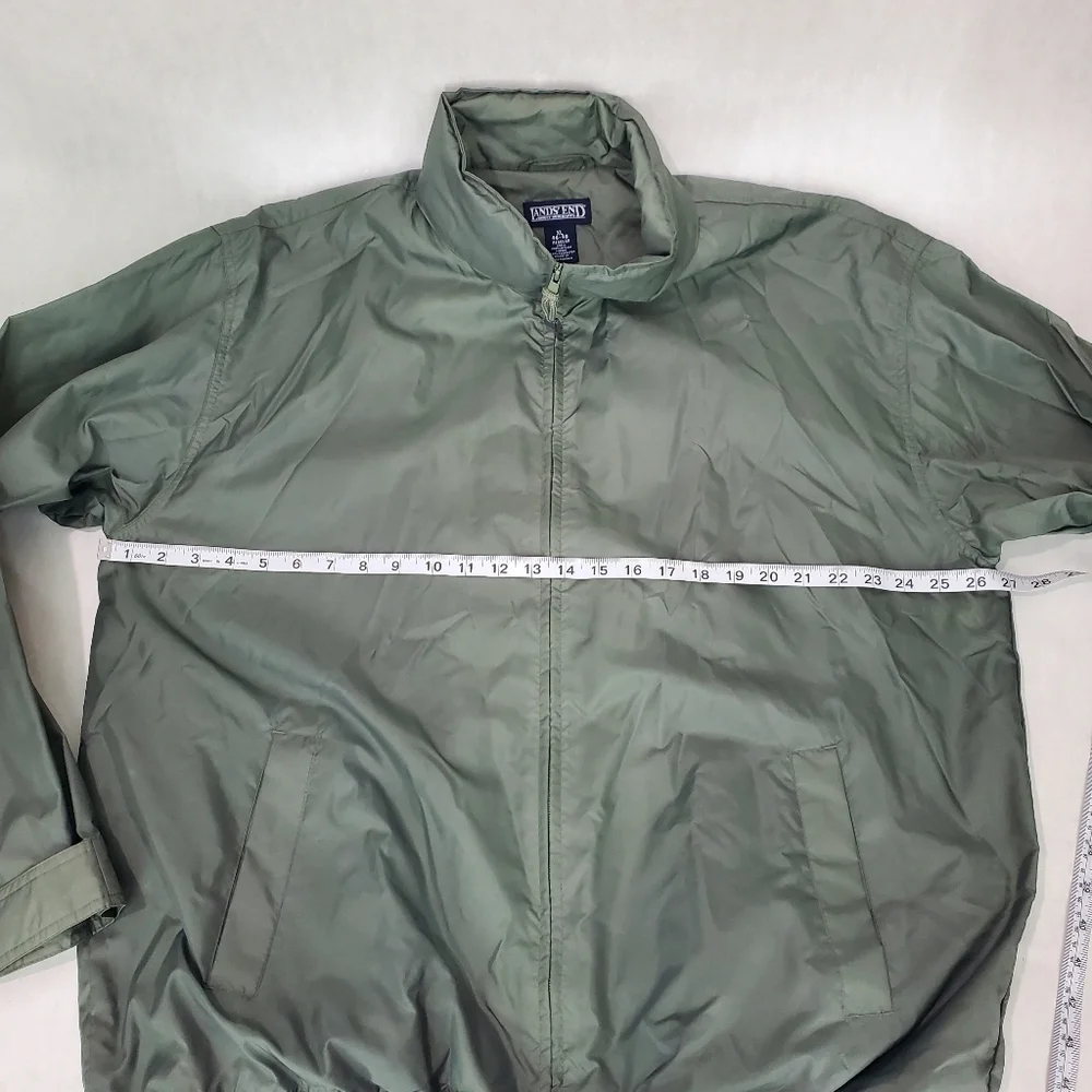 Lands End Mens Nylon Jacket Coat Softshell Outdoor Green Rain Windbreaker SZ XL